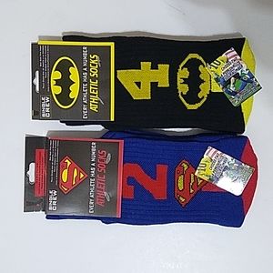 Single Crew Batman and Superman Athletic Socks